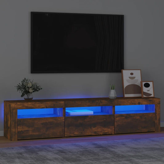 Tv-meubel met LED-verlichting 180x35x40 cm gerookt eikenkleurig is nu te koop bij PeponiXL, paradijselijk wonen!