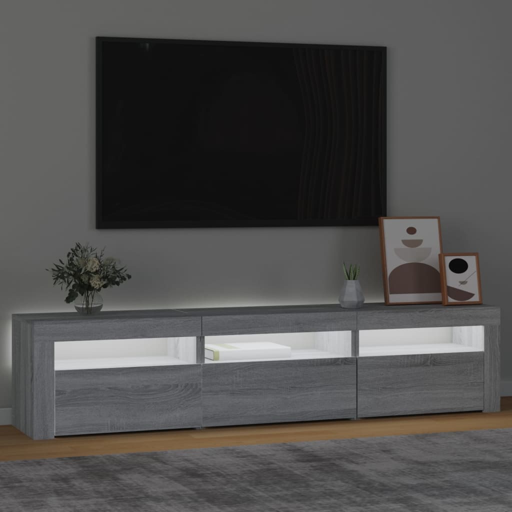 Tv-meubel met LED-verlichting 180x35x40 cm grijs sonoma eiken is nu te koop bij PeponiXL, paradijselijk wonen!