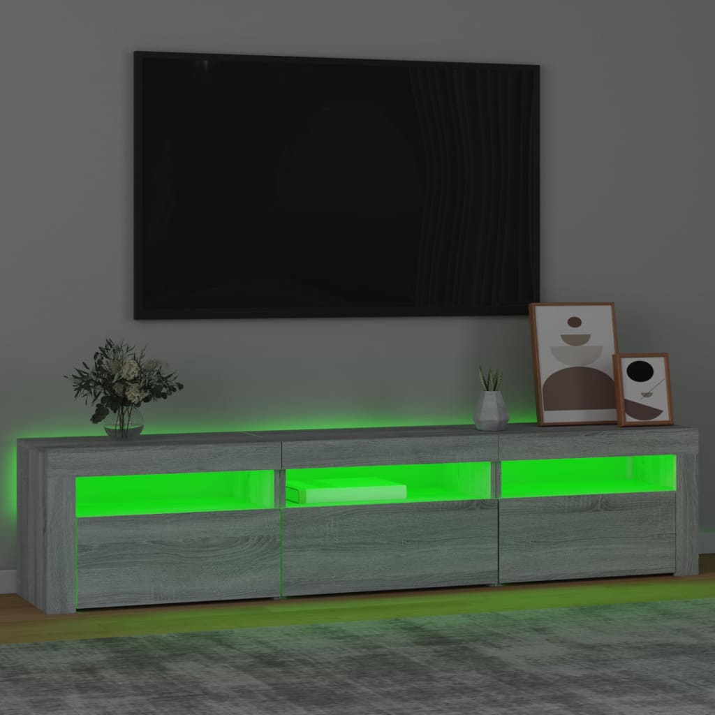 Tv-meubel met LED-verlichting 180x35x40 cm grijs sonoma eiken is nu te koop bij PeponiXL, paradijselijk wonen!