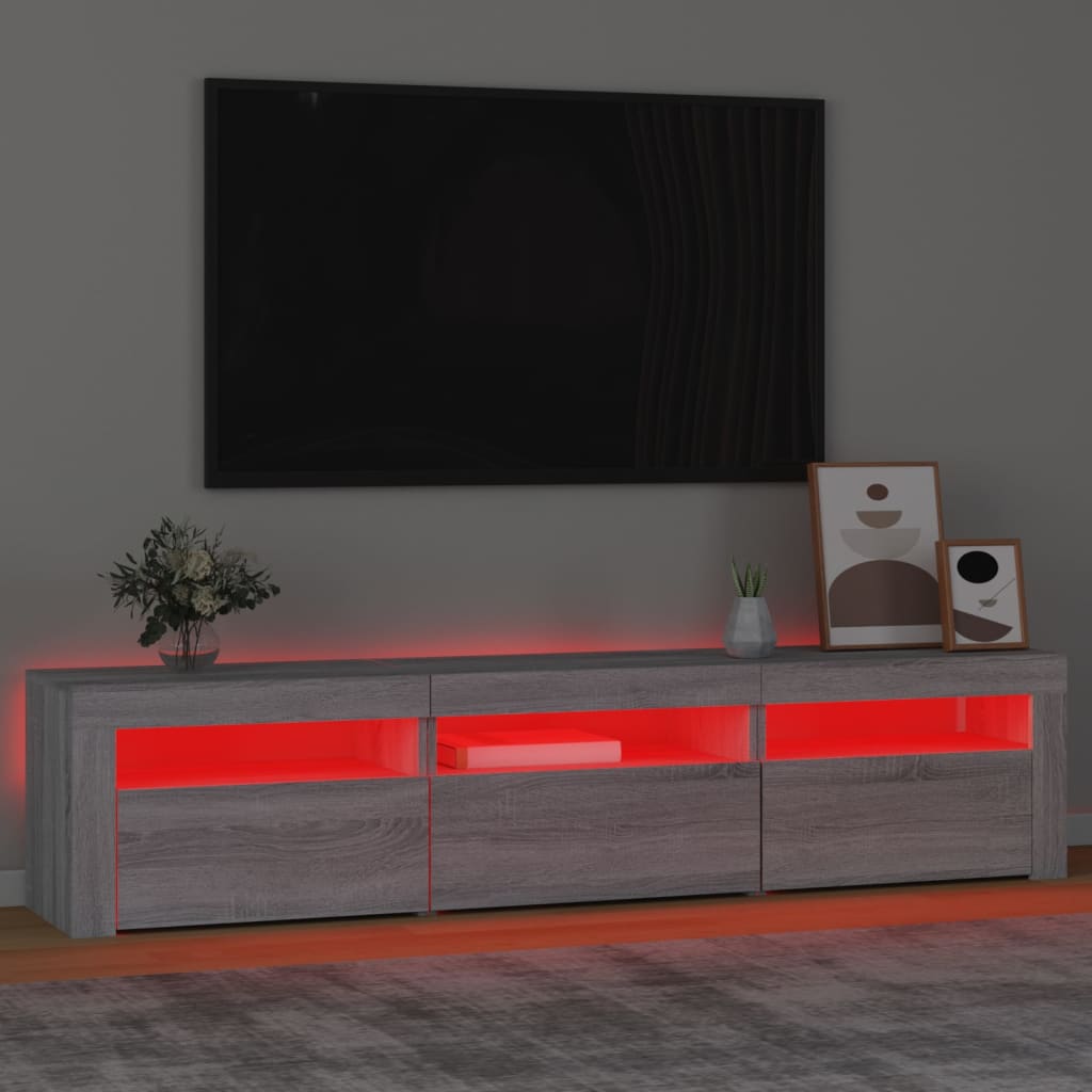 Tv-meubel met LED-verlichting 180x35x40 cm grijs sonoma eiken is nu te koop bij PeponiXL, paradijselijk wonen!