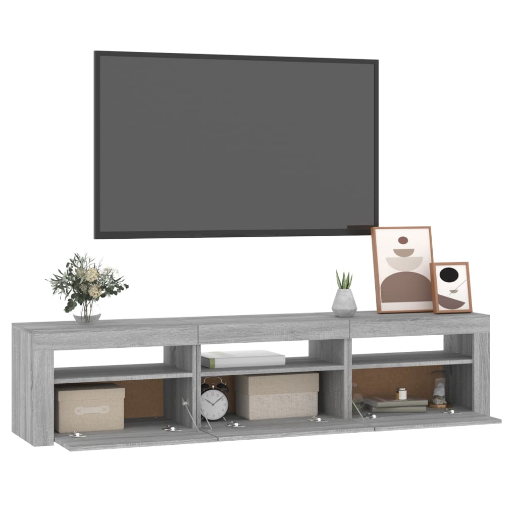 Tv-meubel met LED-verlichting 180x35x40 cm grijs sonoma eiken is nu te koop bij PeponiXL, paradijselijk wonen!