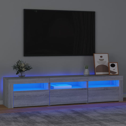 Tv-meubel met LED-verlichting 180x35x40 cm grijs sonoma eiken is nu te koop bij PeponiXL, paradijselijk wonen!