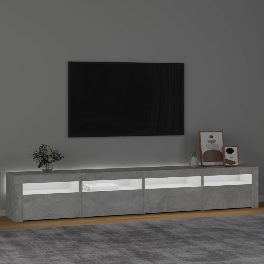 Tv-meubel met LED-verlichting 240x35x40 cm betongrijs is nu te koop bij PeponiXL, paradijselijk wonen!