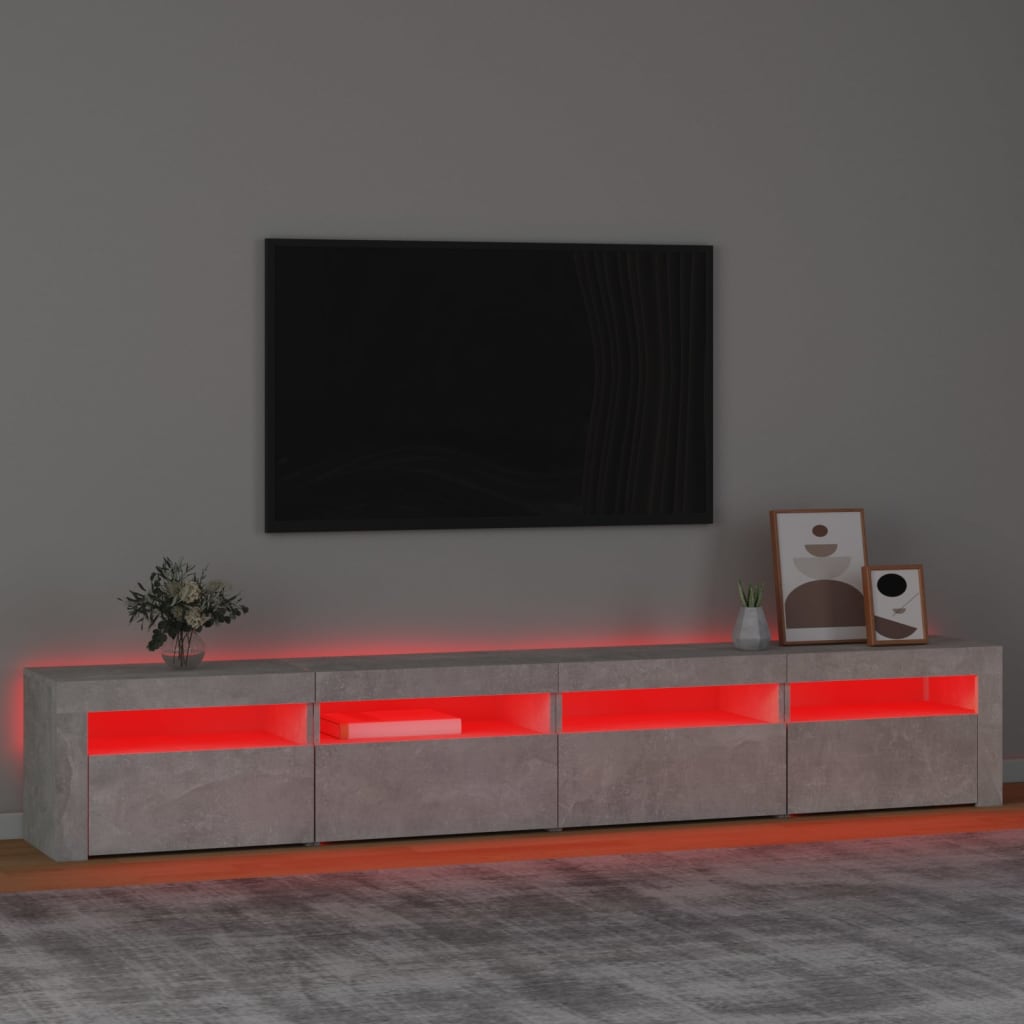 Tv-meubel met LED-verlichting 240x35x40 cm betongrijs is nu te koop bij PeponiXL, paradijselijk wonen!
