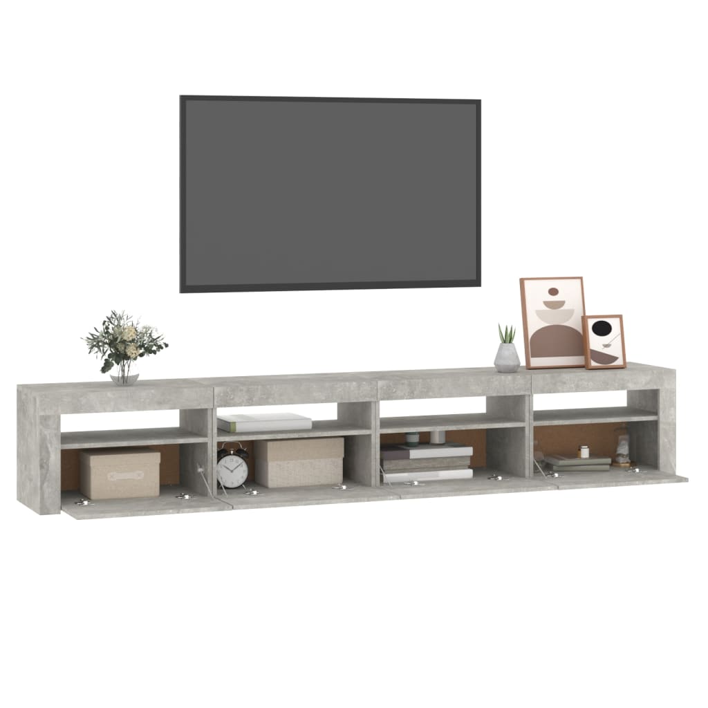 Tv-meubel met LED-verlichting 240x35x40 cm betongrijs is nu te koop bij PeponiXL, paradijselijk wonen!