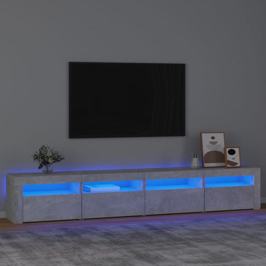 Tv-meubel met LED-verlichting 240x35x40 cm betongrijs is nu te koop bij PeponiXL, paradijselijk wonen!