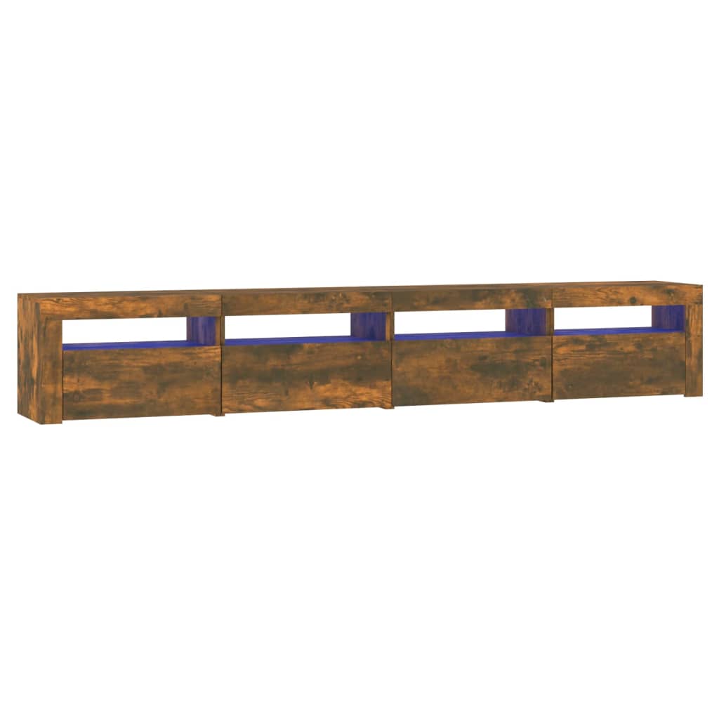 Tv-meubel met LED-verlichting 240x35x40 cm gerookt eikenkleurig is nu te koop bij PeponiXL, paradijselijk wonen!