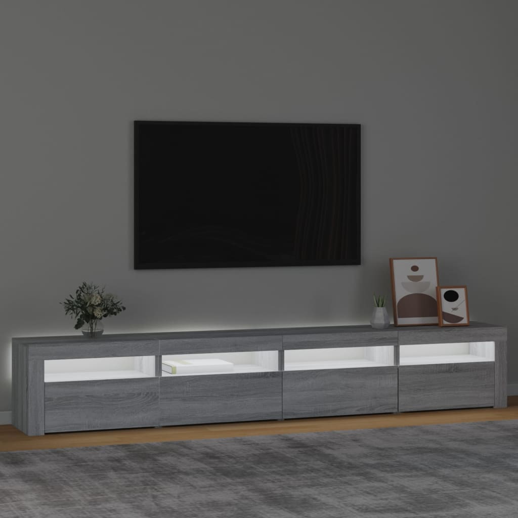 Tv-meubel met LED-verlichting 240x35x40 cm grijs sonoma eiken is nu te koop bij PeponiXL, paradijselijk wonen!