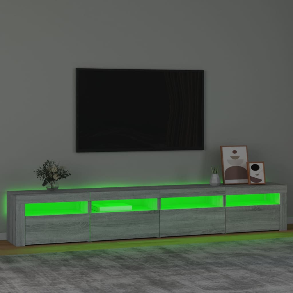 Tv-meubel met LED-verlichting 240x35x40 cm grijs sonoma eiken is nu te koop bij PeponiXL, paradijselijk wonen!