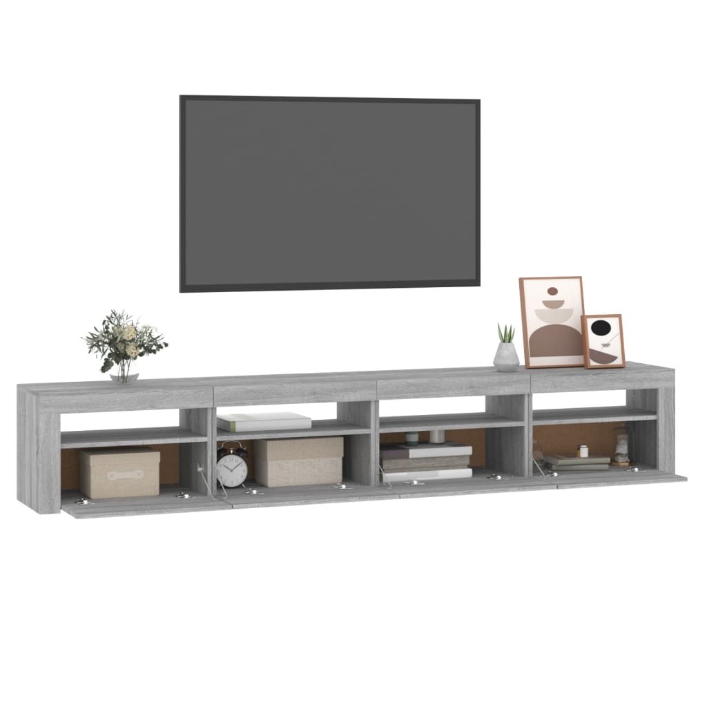 Tv-meubel met LED-verlichting 240x35x40 cm grijs sonoma eiken is nu te koop bij PeponiXL, paradijselijk wonen!