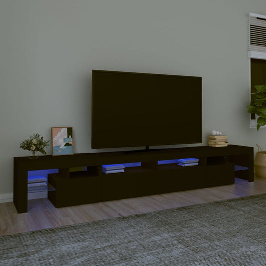 Tv-meubel met LED-verlichting 260x36,5x40 cm zwart is nu te koop bij PeponiXL, paradijselijk wonen!