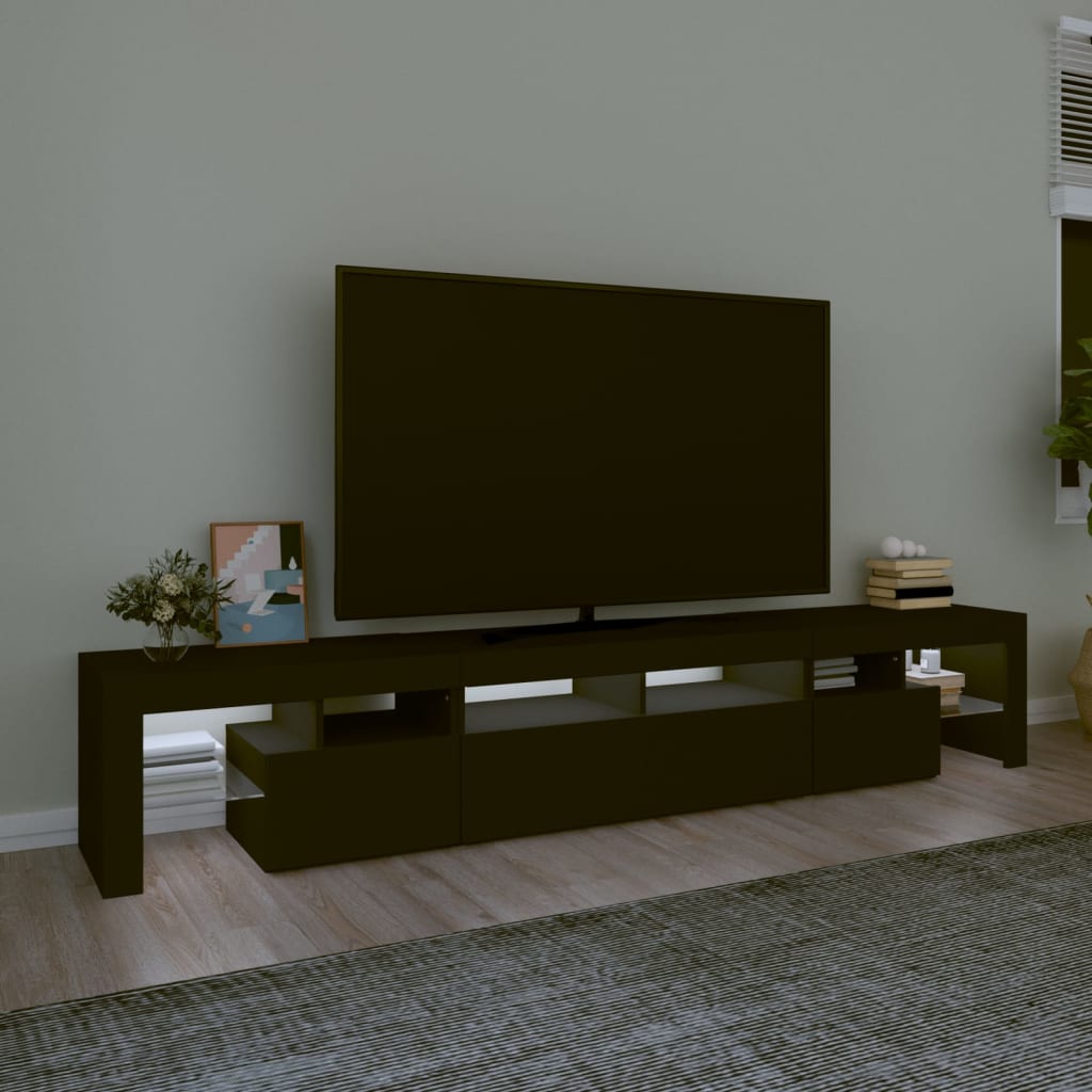 Tv-meubel met LED-verlichting 230x36,5x40 cm zwart is nu te koop bij PeponiXL, paradijselijk wonen!