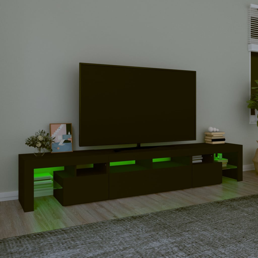 Tv-meubel met LED-verlichting 230x36,5x40 cm zwart is nu te koop bij PeponiXL, paradijselijk wonen!