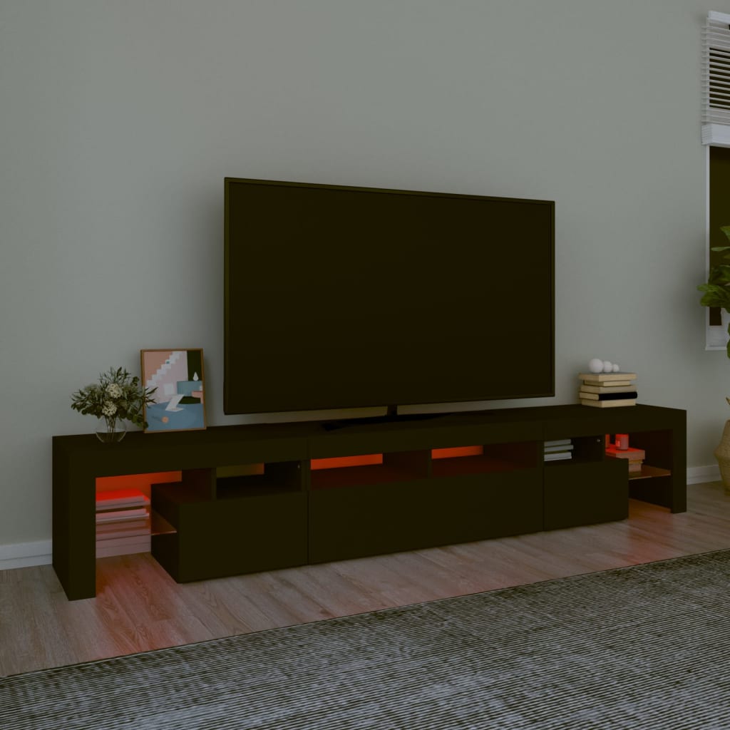 Tv-meubel met LED-verlichting 230x36,5x40 cm zwart is nu te koop bij PeponiXL, paradijselijk wonen!