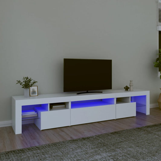 Tv-meubel met LED-verlichting 215x36,5x40 cm wit is nu te koop bij PeponiXL, paradijselijk wonen!