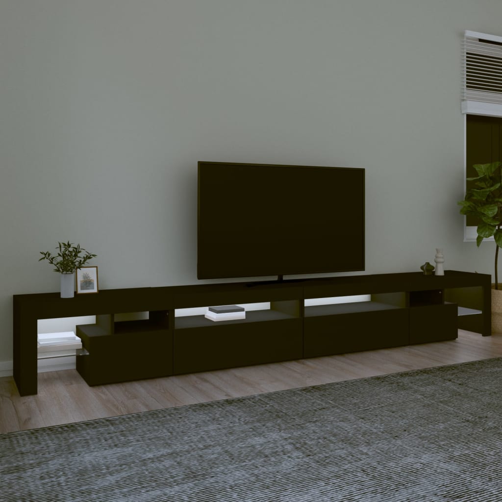 Tv-meubel met LED-verlichting 290x36,5x40 cm zwart is nu te koop bij PeponiXL, paradijselijk wonen!