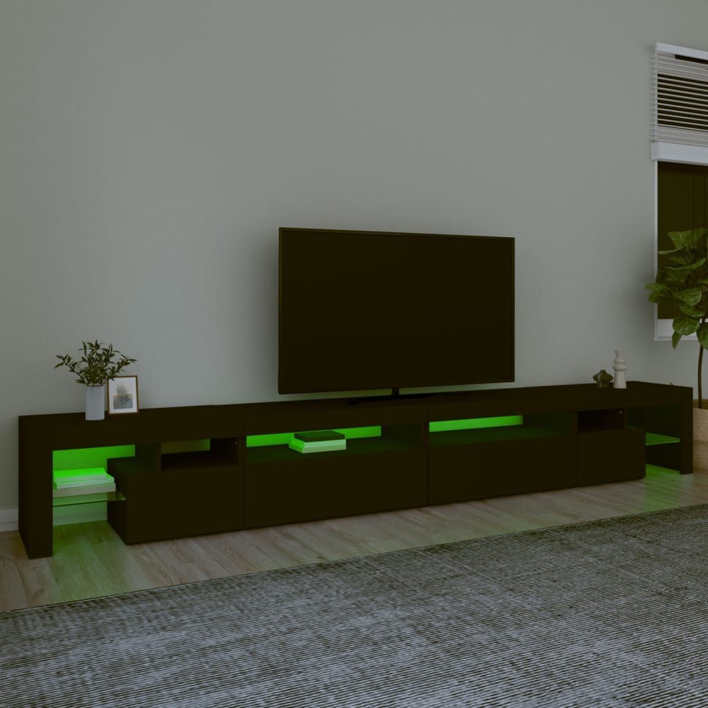 Tv-meubel met LED-verlichting 290x36,5x40 cm zwart is nu te koop bij PeponiXL, paradijselijk wonen!