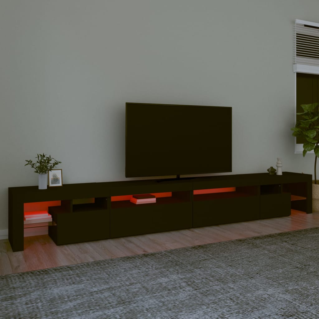 Tv-meubel met LED-verlichting 290x36,5x40 cm zwart is nu te koop bij PeponiXL, paradijselijk wonen!