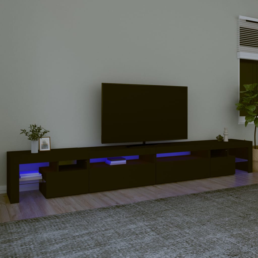 Tv-meubel met LED-verlichting 290x36,5x40 cm zwart is nu te koop bij PeponiXL, paradijselijk wonen!