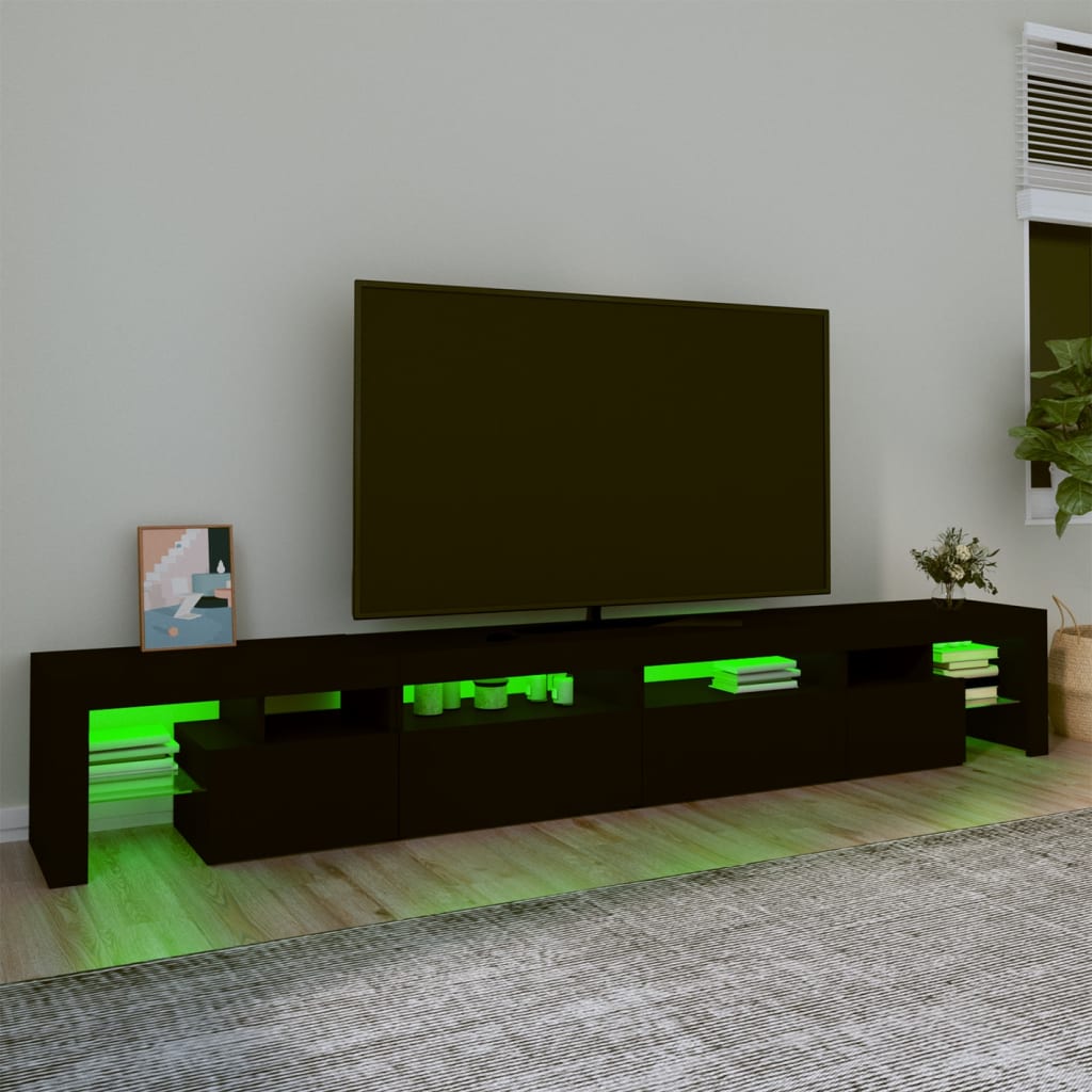 Tv-meubel met LED-verlichting 260x36,5x40 cm zwart is nu te koop bij PeponiXL, paradijselijk wonen!