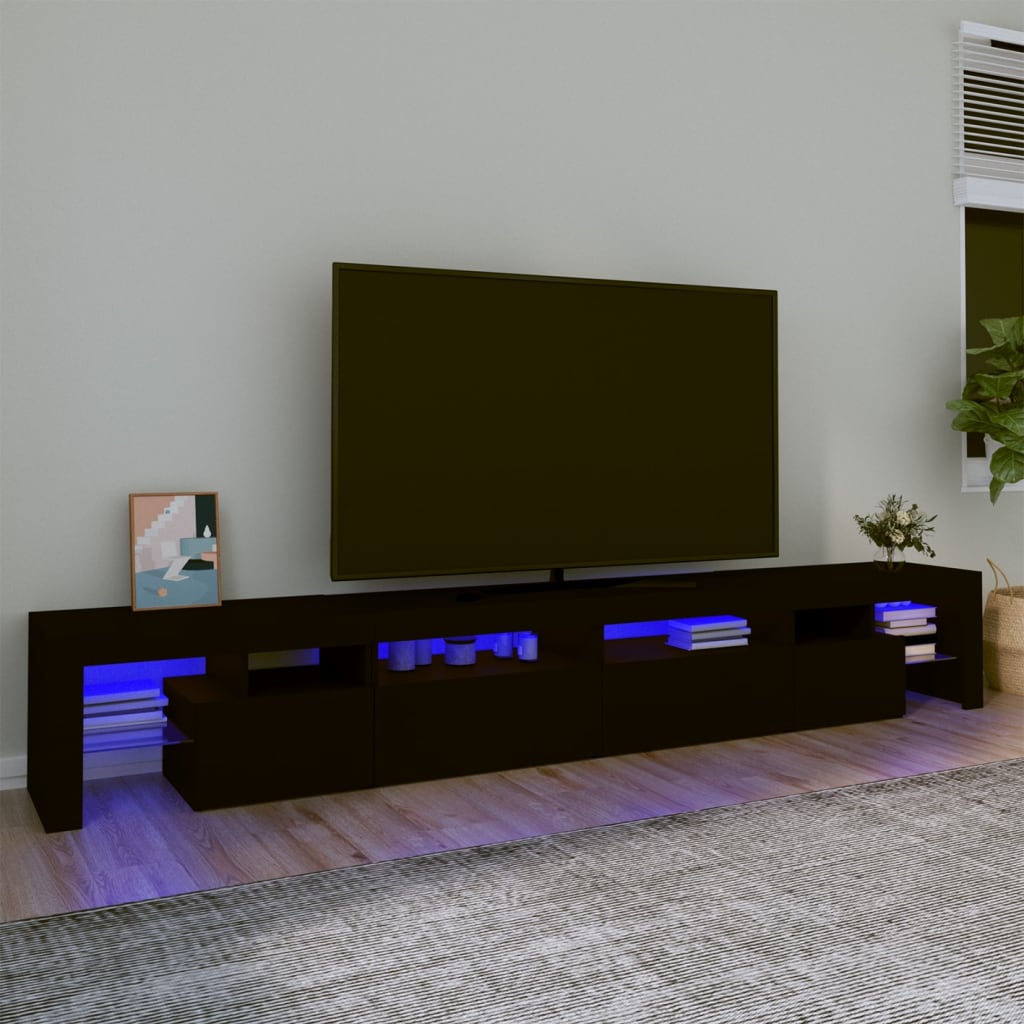 Tv-meubel met LED-verlichting 260x36,5x40 cm zwart is nu te koop bij PeponiXL, paradijselijk wonen!