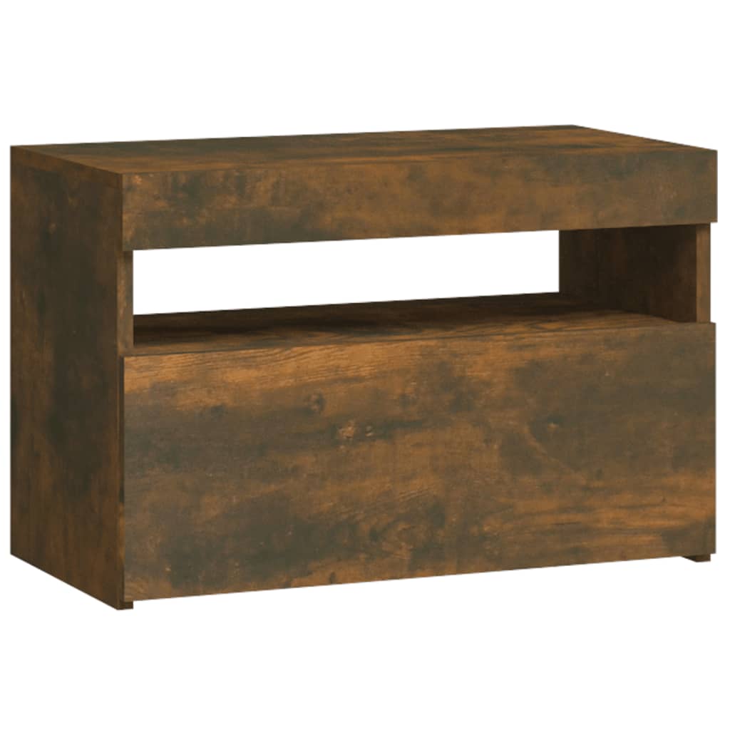 Nachtkastje met LED-verlichting 60x35x40 cm gerookt eikenkleur is nu te koop bij PeponiXL, paradijselijk wonen!