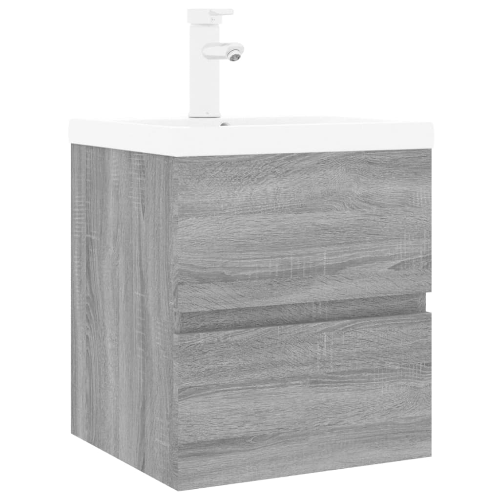 Wastafelkast met ingebouwde wasbak bewerkt hout grijs sonoma is nu te koop bij PeponiXL, paradijselijk wonen!