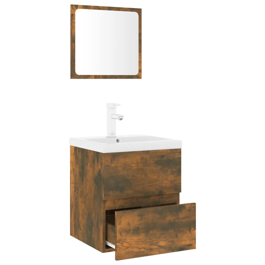 Badkamermeubelset bewerkt hout gerookt eikenkleurig is nu te koop bij PeponiXL, paradijselijk wonen!