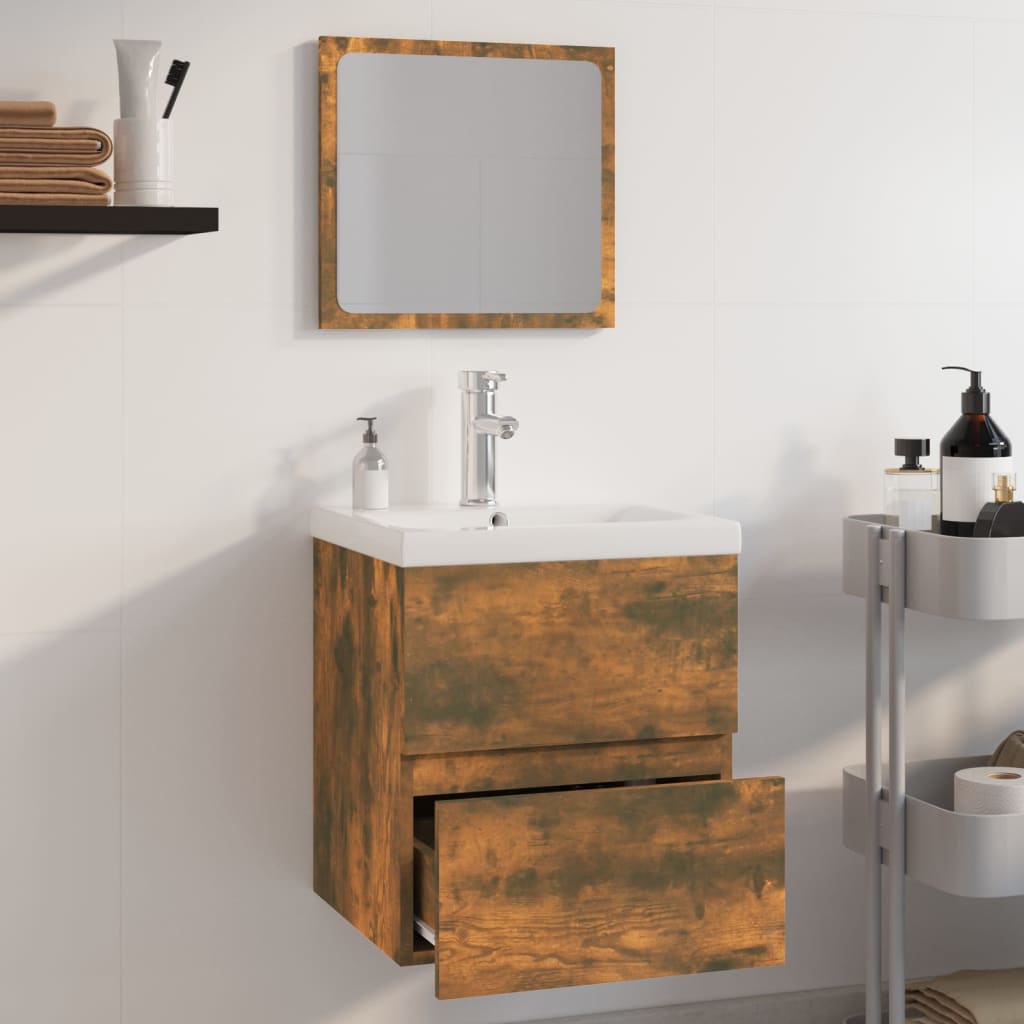 Badkamermeubelset bewerkt hout gerookt eikenkleurig is nu te koop bij PeponiXL, paradijselijk wonen!