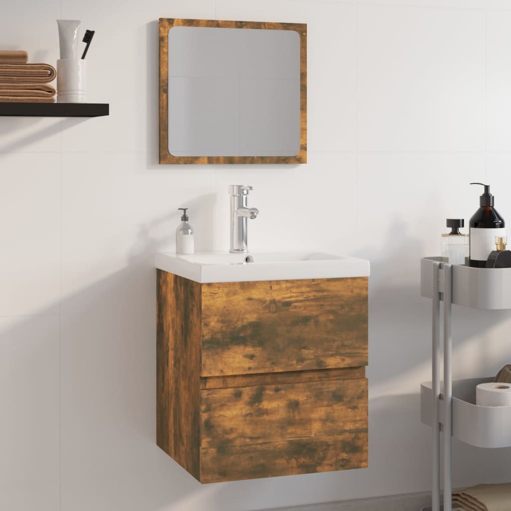 Badkamermeubelset bewerkt hout gerookt eikenkleurig is nu te koop bij PeponiXL, paradijselijk wonen!