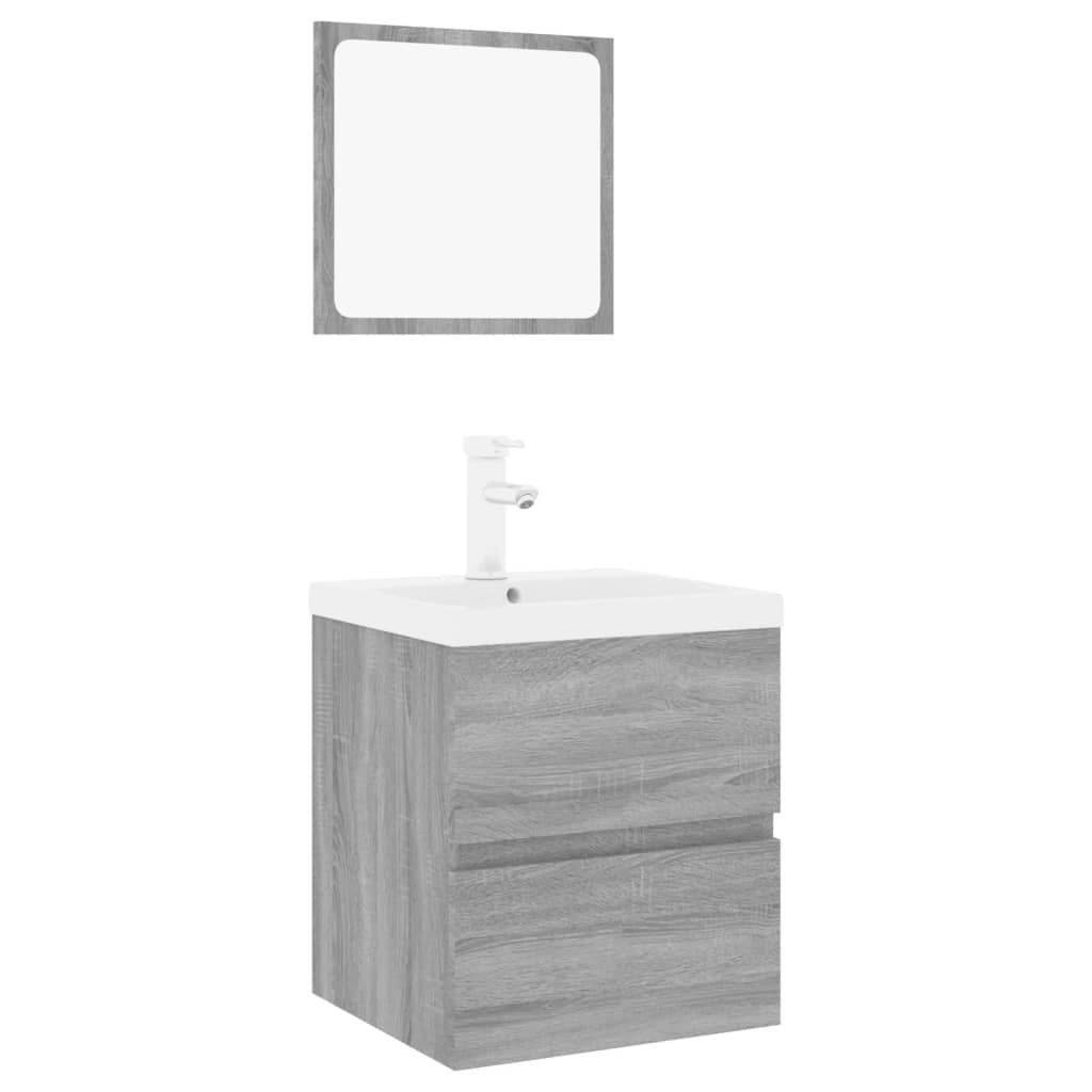 Badkamermeubelset bewerkt hout grijs sonoma eikenkleurig is nu te koop bij PeponiXL, paradijselijk wonen!