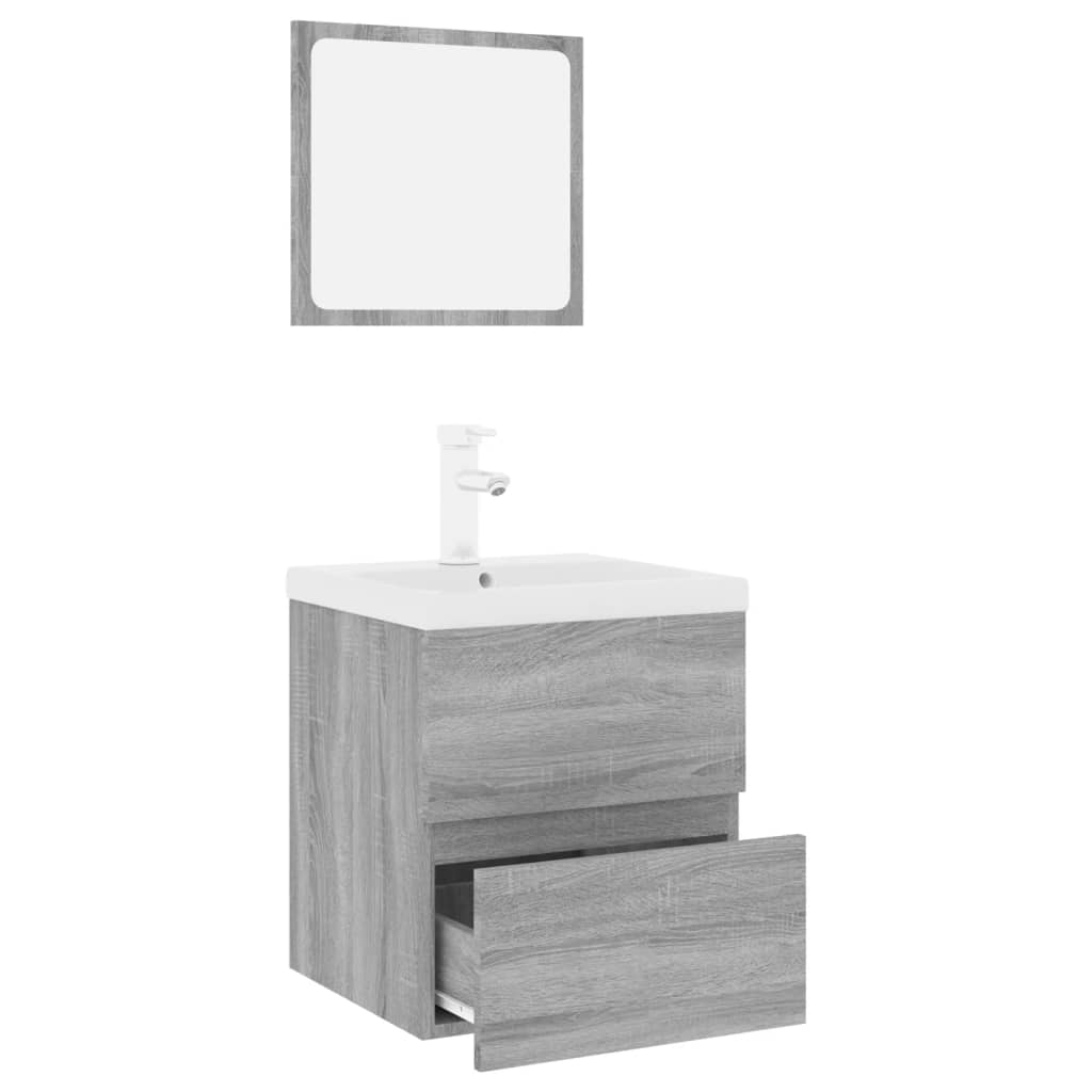 Badkamermeubelset bewerkt hout grijs sonoma eikenkleurig is nu te koop bij PeponiXL, paradijselijk wonen!