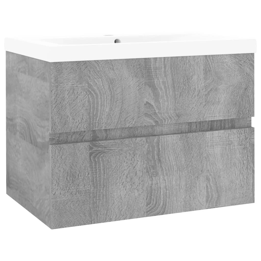 Wastafelkast met ingebouwde wasbak bewerkt hout grijs sonoma is nu te koop bij PeponiXL, paradijselijk wonen!
