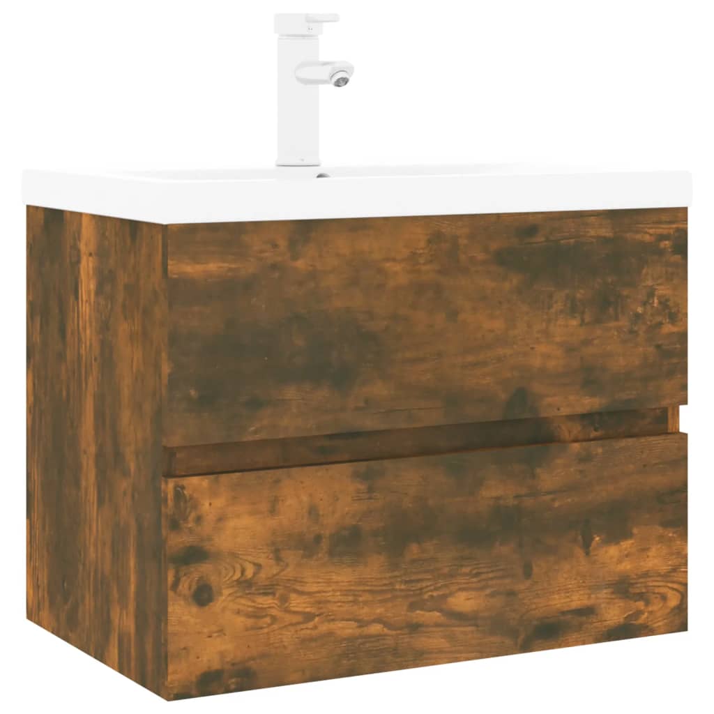 Wastafelkast met ingebouwde wasbak bewerkt hout gerookt eiken is nu te koop bij PeponiXL, paradijselijk wonen!