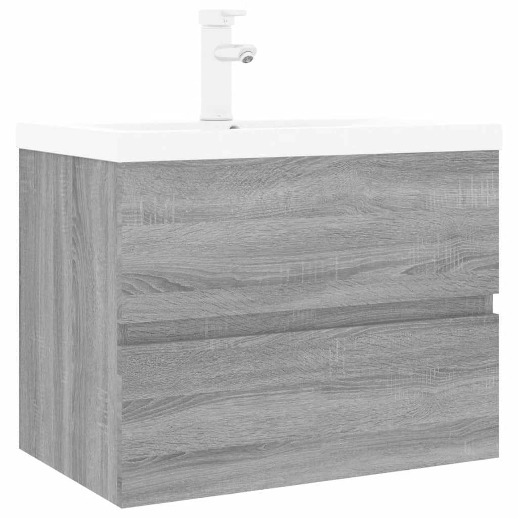 Wastafelkast met ingebouwde wasbak bewerkt hout grijs sonoma is nu te koop bij PeponiXL, paradijselijk wonen!