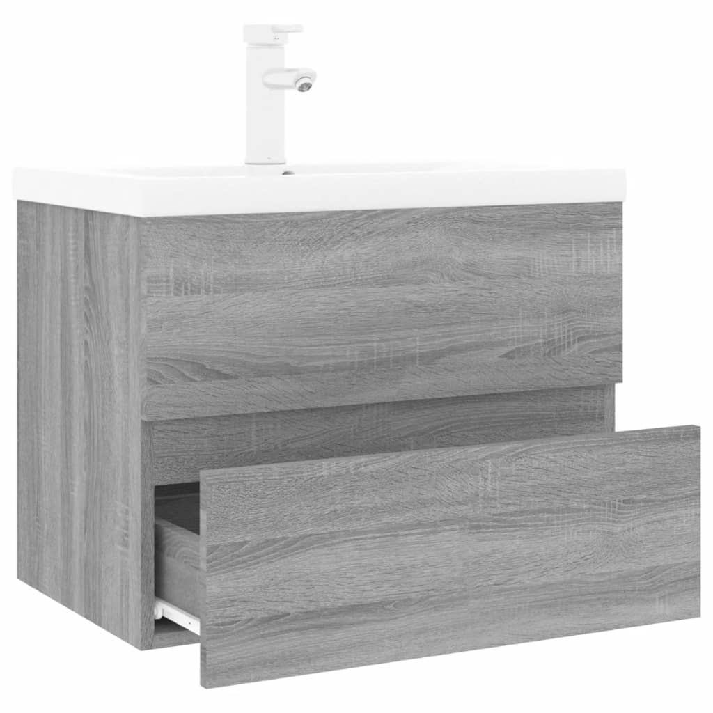 Wastafelkast met ingebouwde wasbak bewerkt hout grijs sonoma is nu te koop bij PeponiXL, paradijselijk wonen!