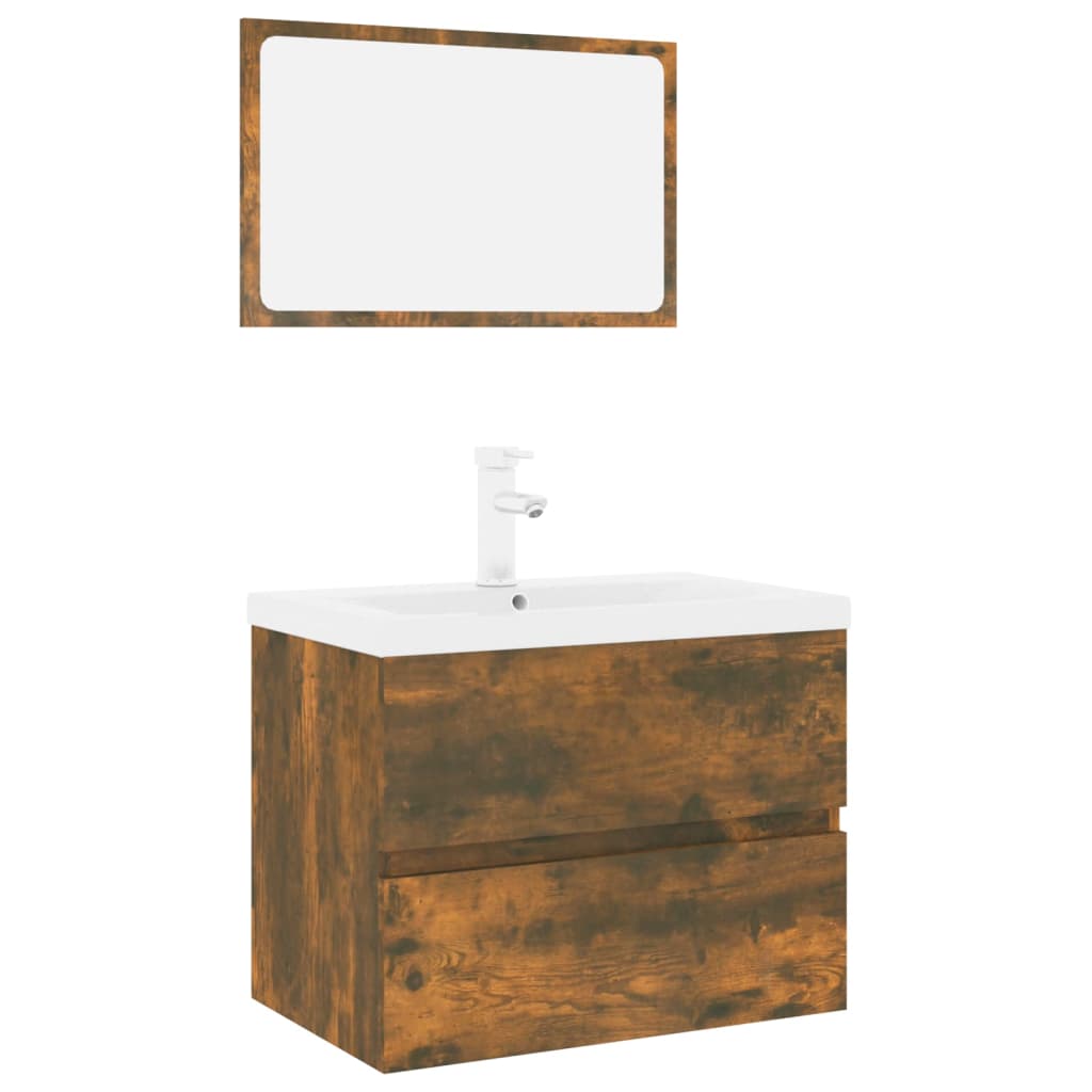 Badkamermeubelset bewerkt hout gerookt eikenkleurig is nu te koop bij PeponiXL, paradijselijk wonen!