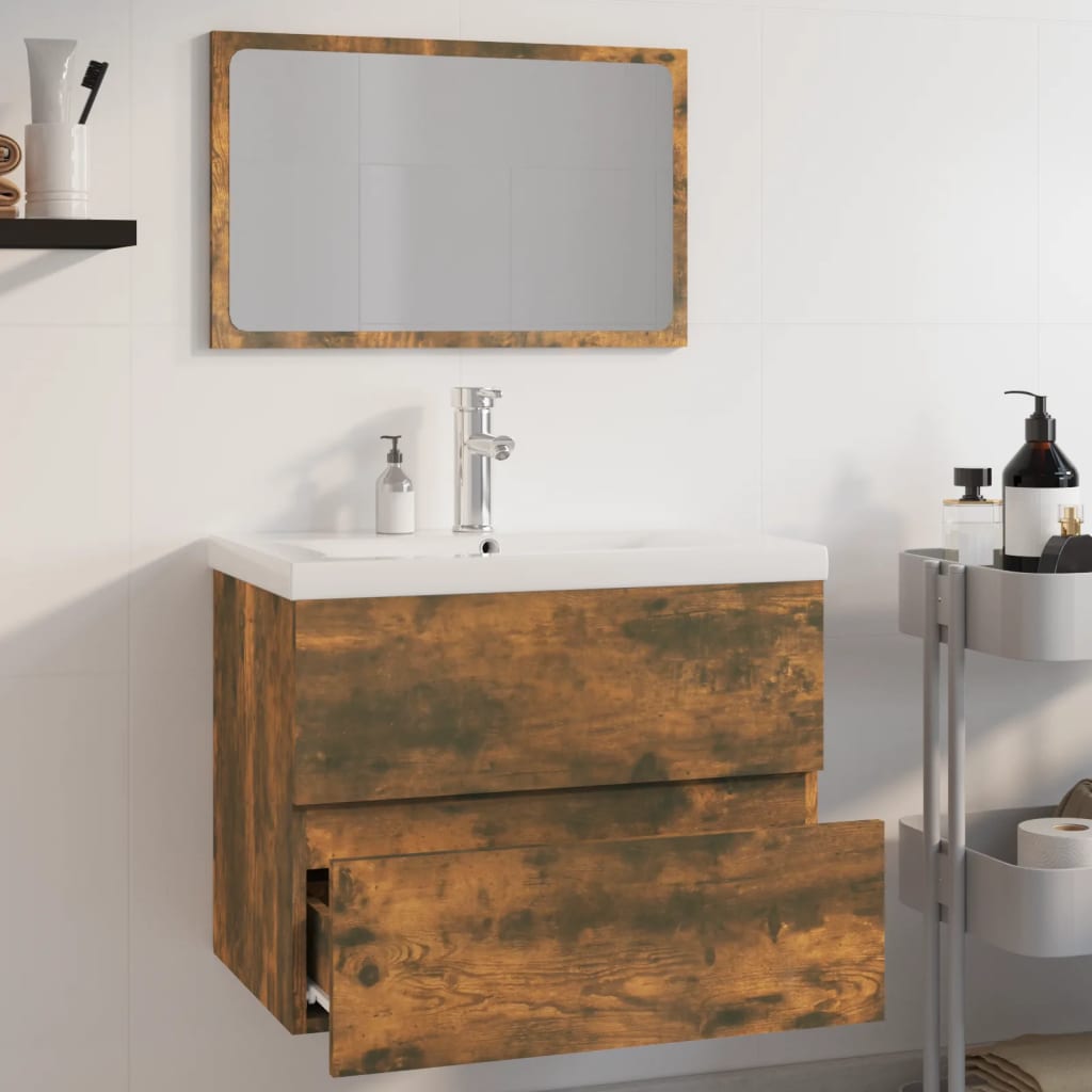 Badkamermeubelset bewerkt hout gerookt eikenkleurig is nu te koop bij PeponiXL, paradijselijk wonen!