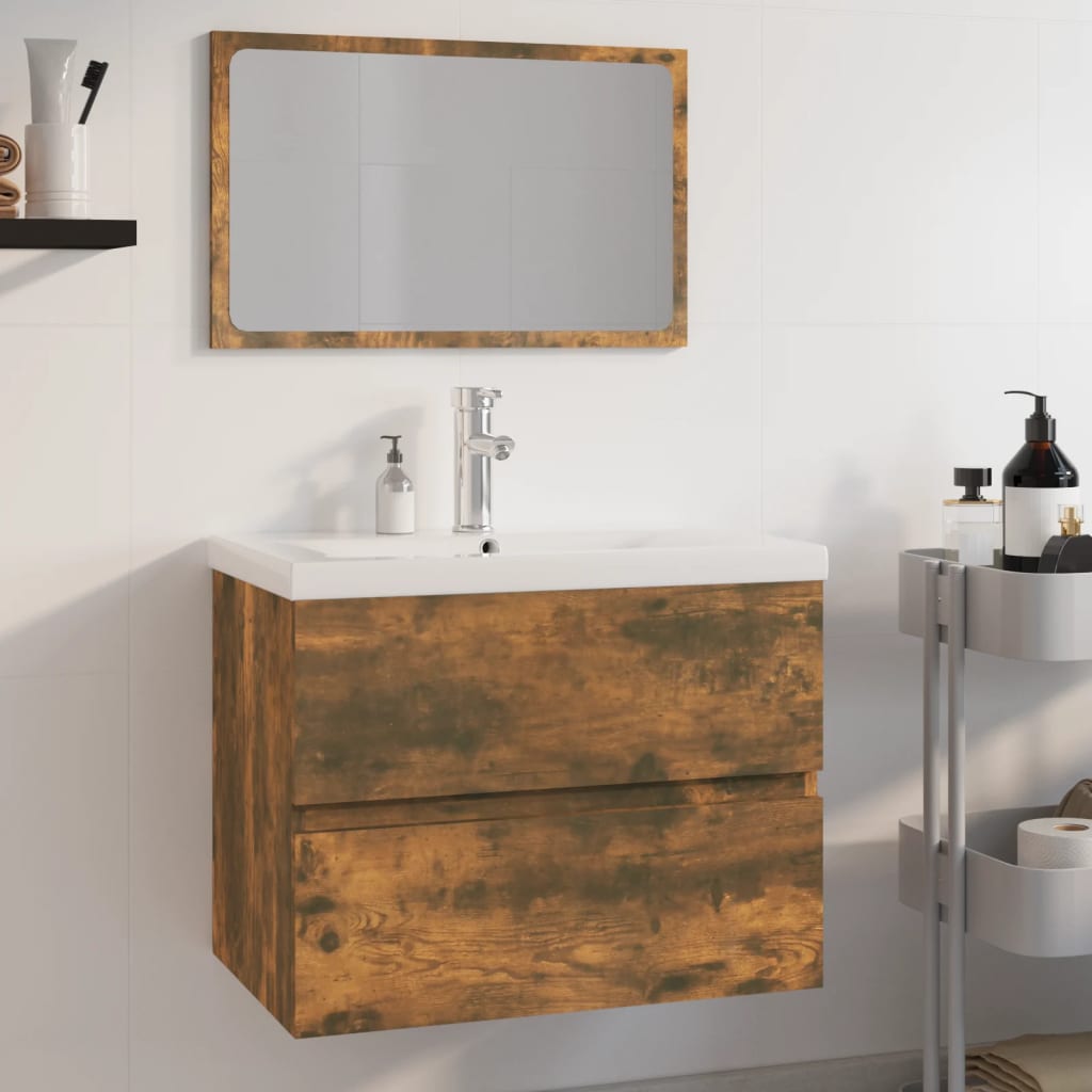Badkamermeubelset bewerkt hout gerookt eikenkleurig is nu te koop bij PeponiXL, paradijselijk wonen!