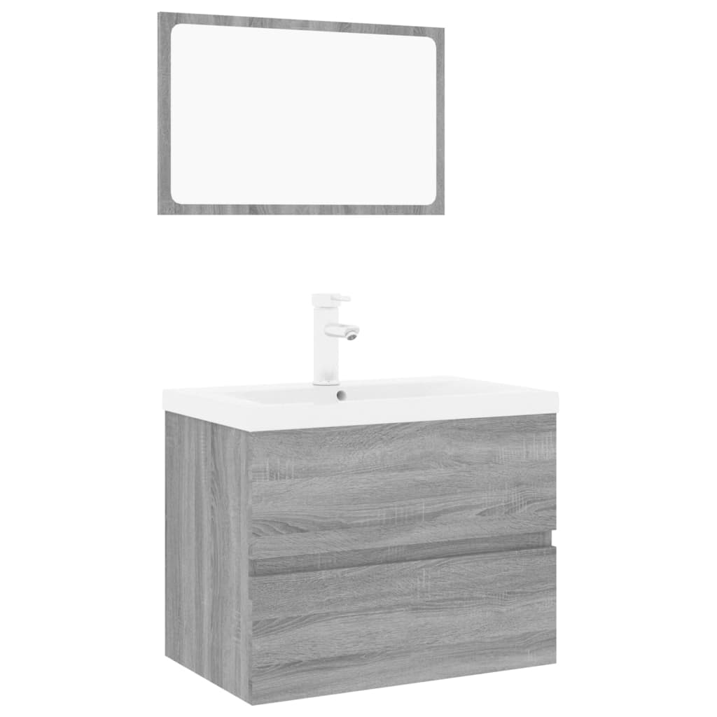Badkamermeubelset bewerkt hout grijs sonoma eikenkleurig is nu te koop bij PeponiXL, paradijselijk wonen!