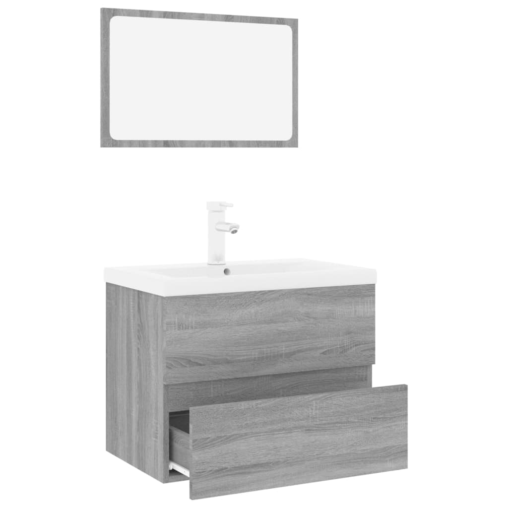 Badkamermeubelset bewerkt hout grijs sonoma eikenkleurig is nu te koop bij PeponiXL, paradijselijk wonen!