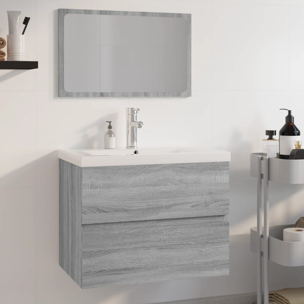 Badkamermeubelset bewerkt hout grijs sonoma eikenkleurig is nu te koop bij PeponiXL, paradijselijk wonen!