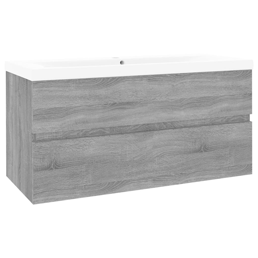 Wastafelkast met ingebouwde wasbak bewerkt hout grijs sonoma is nu te koop bij PeponiXL, paradijselijk wonen!