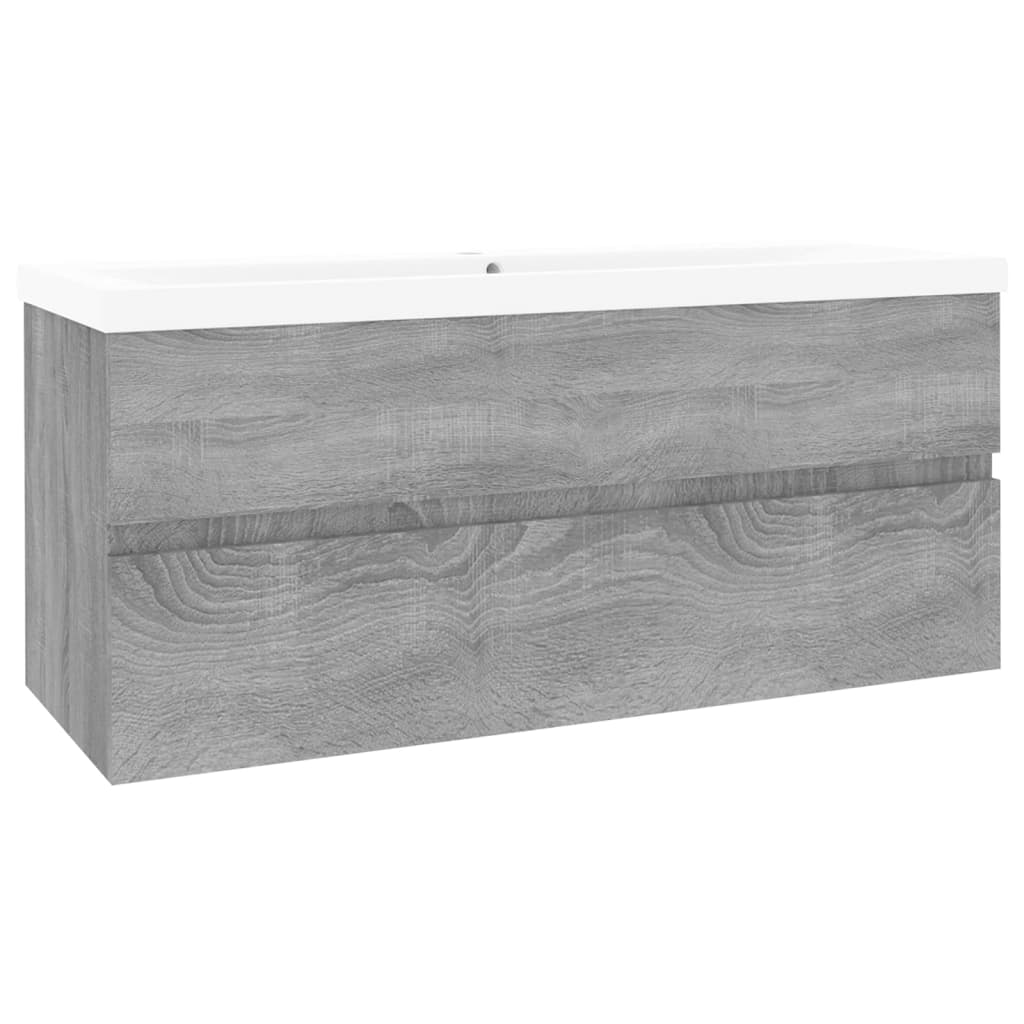 Wastafelkast met ingebouwde wasbak bewerkt hout grijs sonoma is nu te koop bij PeponiXL, paradijselijk wonen!