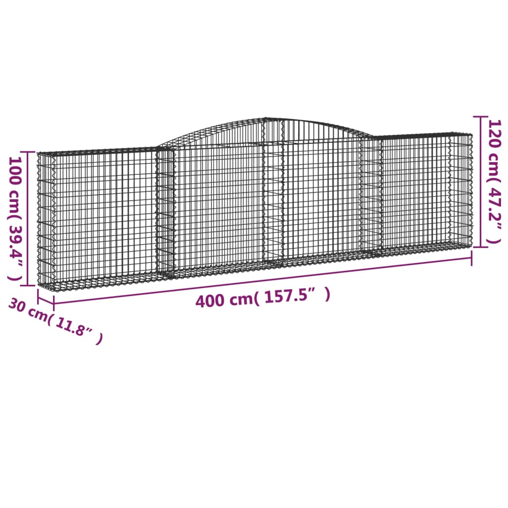 Schanskorf gewelfd 400x30x100/120 cm gegalvaniseerd ijzer is nu te koop bij PeponiXL, paradijselijk wonen!