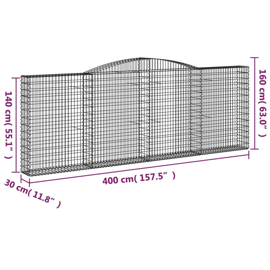 Schanskorf gewelfd 400x30x140/160 cm gegalvaniseerd ijzer is nu te koop bij PeponiXL, paradijselijk wonen!