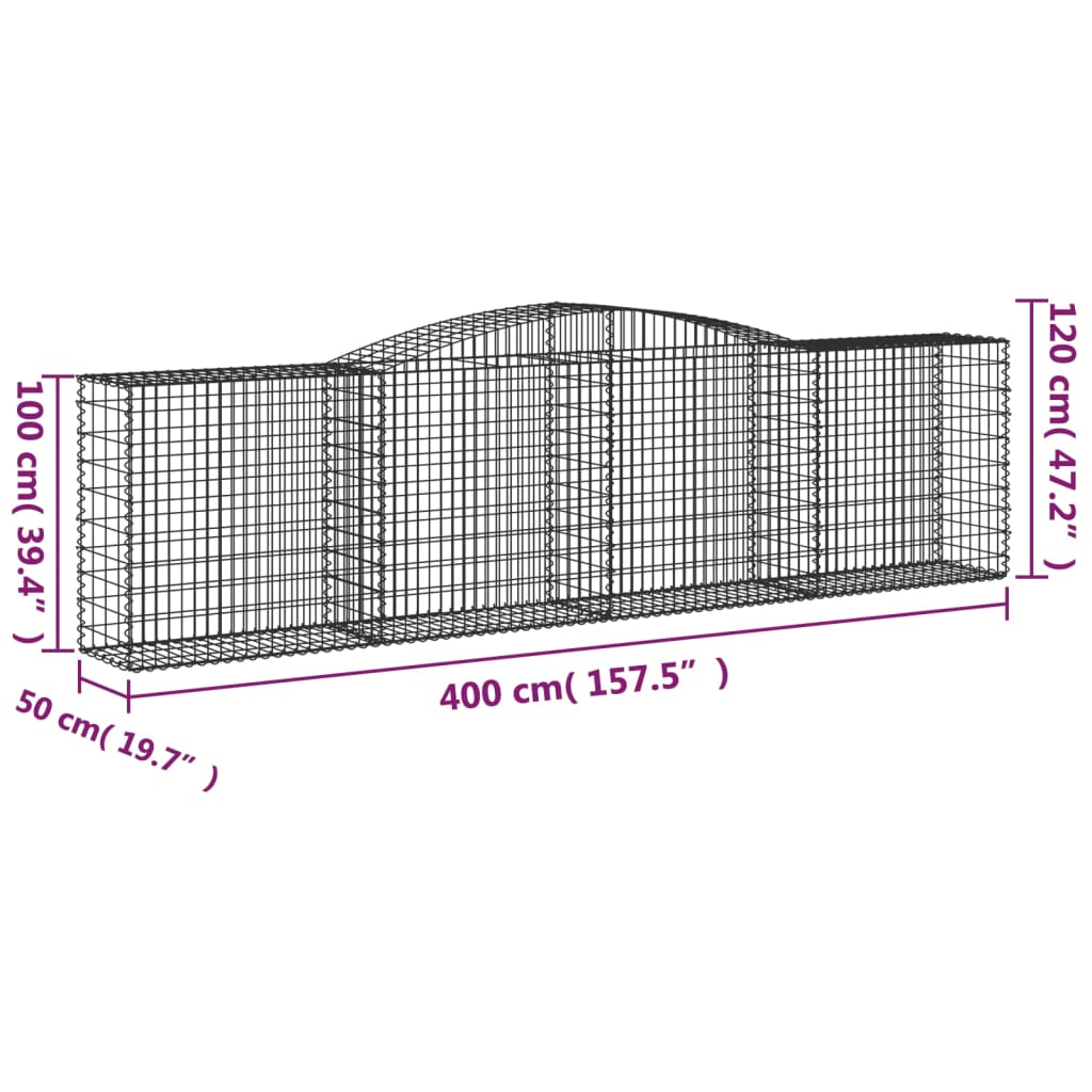 Schanskorf gewelfd 400x50x100/120 cm gegalvaniseerd ijzer is nu te koop bij PeponiXL, paradijselijk wonen!