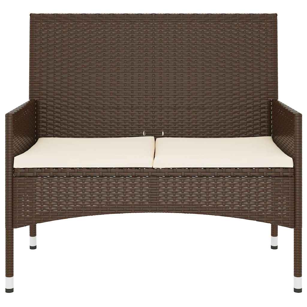 Tuinbank 2-zits met kussens poly rattan bruin is nu te koop bij PeponiXL, paradijselijk wonen!