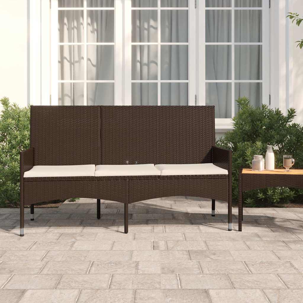 Tuinbank 3-zits met kussens poly rattan bruin is nu te koop bij PeponiXL, paradijselijk wonen!