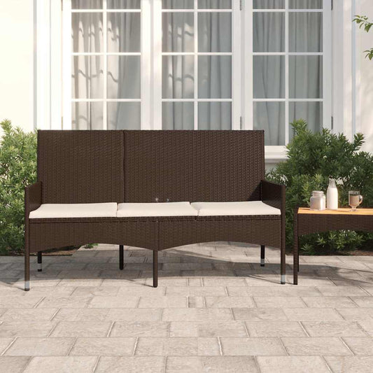 Tuinbank 3-zits met kussens poly rattan bruin is nu te koop bij PeponiXL, paradijselijk wonen!